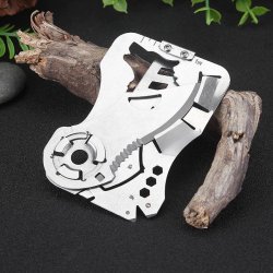 Survival Card Multitool 9 in 1 Wolf's Head Stainless Steel | EDC